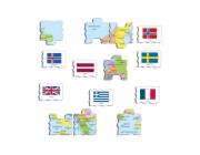 Larsen Vzdělávací puzzle Evropa Mapa a vlajky 70 dílků