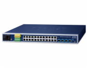 Planet IGS-R4215-24T4X průmyslový L2/L4 switch, 24x1Gb, 4x10Gb SFP+, -40~75°C, 24-60VDC, IP30, fanless