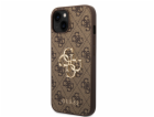 Guess PU 4G Metal Logo Zadní Kryt pro iPhone 15 Hnědý Pré...