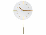 PLATINET NÁSTĚNNÉ KULATÉ HODINY LARK WHITE, tichý mechanismus, stylové kyvadlo 