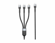 DeTech DE-51CCL datový kabel, 3v1, Type-C na 2x Type-C, Lightning, 1.0m - černá Kabel DeTech DE-51CCL pro nabíjení přes USB-C výstup až tří zařízení – 2× Type-C a Lightning. Kompaktní a spolehlivý sp