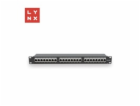 LYNX 19" patch panel 24-port, STP Cat6a, 50µ, stíněný, černý