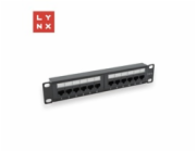 LYNX 10" patch panel 12-port, UTP Cat6, 50µ, nestíněný, černý
