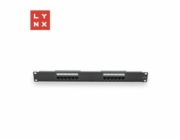 LYNX 19" patch panel 12-port, UTP Cat6, 50µ, nestíněný, černý