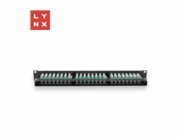 LYNX 19" patch panel  48-port, UTP Cat5e, 50µ, nestíněný, černý
