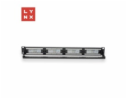 LYNX 19" patch panel 24-port, UTP Cat5e, 50µ, nestíněný, černý