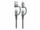 Swissten textilní datový kabel 4in1, 3A, 1,5m černý
