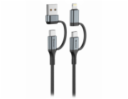 Swissten textilní datový kabel 4in1, 3A, 1,5m černý