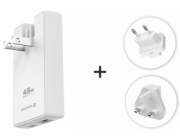 Swissten cestovní adaptér GaN USB-C + USB-A 45w výměnné vidlice (US, EU, UK) bílý