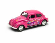 Welly Volkswagen Beetle model 1:34 růžový duhový