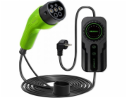 Qoltec Mobilní nabíječka pro elektromobily s regulací 2v1 typu 2 | Schuko | 3,5 kW | 230V | LCD | Přenosný | Nástěnná krabice | 5 metrů