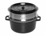 Staub La Cocotte 24cm rund, mit Dämpfeinsatz, schwarz