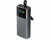 SBS Mobile Powerbanka SBS 10000mAh PD 20W s LCD displejem a vestavěným kabelem USB-C - šedá