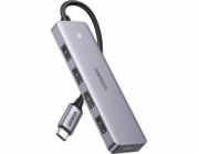 Ugreen Hub Adaptér 4v1 USB-C na 4× USB 3.0 + USB-C Šedý