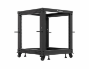 Lanberg Otevřený rack 19" 12U 600x600-1100 nastavitelný černý