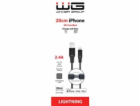 WG - Datový kabel Lightning MFi na USB-A, 20 cm, 2.4A, černá
