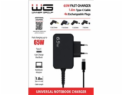 WG - Univerzální nabíječka 65W pro notebook s Type-C konektorem, + 4 adaptéry, kabel 1,8 metrů 
