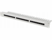 Lanberg Patch panel 24 portů 1U 19" cat.5E UTP s organizérem kabelů, šedý