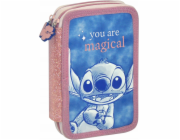 Kids Euroswan Dvoukomorový penál Stitch s příslušenstvím