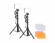 Neewer BP66 studio set dvě LED lampy + filtry + stativy