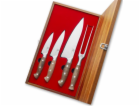 Sada nožů Dellinger 3 ks + vidlička v dřevěné dárkové kra...