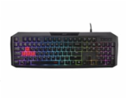 ACER Nitro Gaming Keyboard 100, Membrane Switch, 26 Anti-ghosting kláves, životnost 3 mil. stisků, 7 zón RGB podsvíc