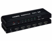 PREMIUMCORD HDMI switch 5:1 kovový s dálkovým ovladačem a napájecím adaptérem