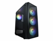 VeinX case ME19A Mid Tower, bez zdroje, 1x USB3.0, 1x USB2.0, 4x 120mm ARGB Fan, 1x ARGB Controller, černá