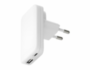 dbramante1928 re-charge Pro - Sítový adaptér - slim - 30 Watt - 2 výstupní konektory (24 pin USB-C, USB) - bílá