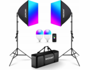 Neewer Osvětlovací sada 2x softbox 60cm / stativ 210cm / 90 žárovek RGB Bluetooth / NK800
