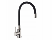 Invena Kuchyňská baterie Silva, nerezová ocel/černá BZ-86-043-L