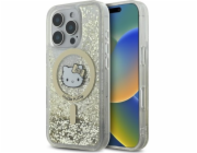 HelloKitty Pouzdro Hello Kitty HKHMP16XLGDIH pro iPhone 16 Pro Max 6.9 bílé zlato/bílé zlato s tekutým třpytem a MagSafe