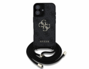 Guess Pouzdro 4G Big Logo Cord Stap Crossbody pro iPhone 16 černé