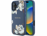 Guess Pouzdro MagSafe s potiskem květinového vzoru pro iPhone 16 modré