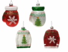 Vánoční hračka na stromeček Rukavice, 11 cm, sklo
