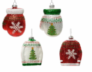 Vánoční hračka na stromeček Rukavice, 11 cm, sklo