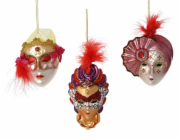 Vánoční hračka Maska na stromeček, 10 cm, sklo