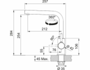 Franke Lina L páková baterie s výsuvným výtokem, šedá