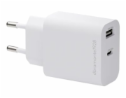 dbramante1928 re-charge - Síťový adaptér - 25 Watt - 2 výstupní konektory (24 pin USB-C, USB) - bílá