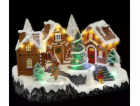 Pohyblivá vánoční scéna, perníkové chaloupky, 31 x 23 cm