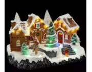 Pohyblivá vánoční scéna, perníkové chaloupky, 31 x 23 cm