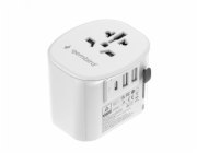 Gembird TPA-EU2A1C15-01-W Uzemněný univerzální cestovní napájecí adaptér, 15 W, bílý