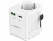 Gembird TPA-EU1A1C20-01-W Uzemněný univerzální cestovní napájecí adaptér, 20 W, bílý