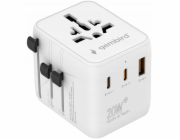 Gembird TPA-1A2C20-01-W Univerzální cestovní napájecí adaptér, 20 W, bílý