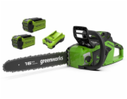 Greenworks 40V řetězová pila 40 cm Greenworks GD40CS18K2X sada nabíječka + 2x 2Ah baterie