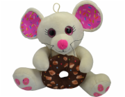 Myš s donutem bílá 30 cm