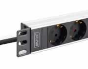 Digitus Steckdosenleiste 19 PDU mit Aluminiumprofil, 9-fach (schwarz/aluminium, 2 Meter Kabel, 1 HE, 16A, Kaltgerätestecker C20)