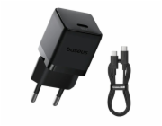 Baseus Palm Fast Nabíječka USB-C 20W + Datový Kabel USB-C/USB-C 1m Black