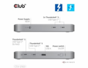 Club3D hub Thunderbolt 5 5v1, 3x USB-C TB5, 1x USB-A, 1x8K60Hz, 3x 5K60Hz, certifikace Thunderbolt Share, 180W