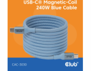 Club3D Kabel magnetický USB-C, 240W PD3.1, 480 Mbps, 2m, modrá